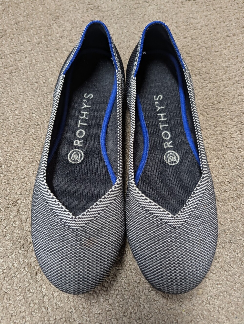 Rothy's The Flat Sz 7 Shoes Cloud Gray Birdseye Solid Round Toe Ballet Slip On